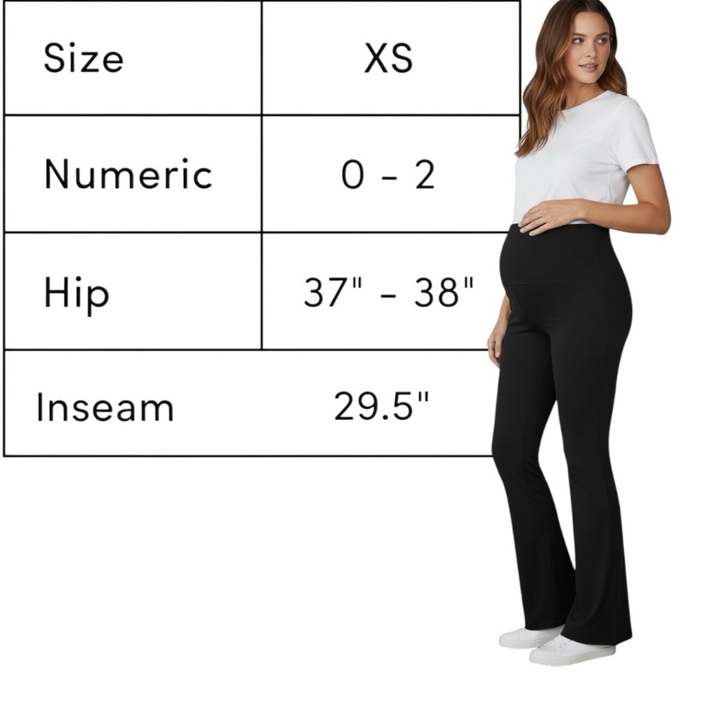 Fold Down Active Flare Leg Black Maternity Leggings Isabel Maternity Size XS NWT